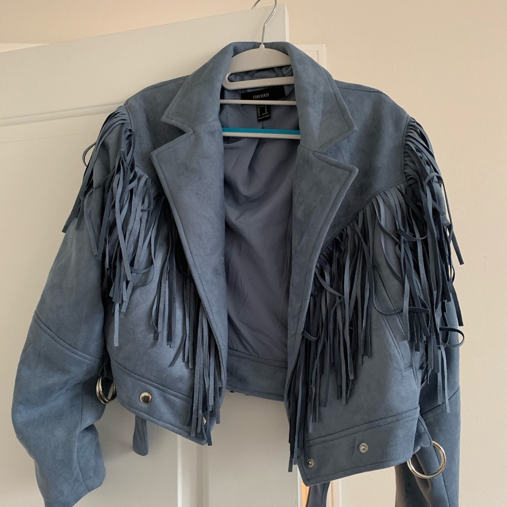 FOREVER 21 Blue Fringe Jacket. Worn once